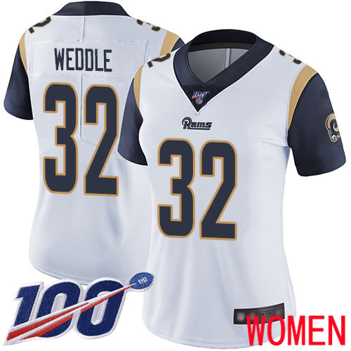 Los Angeles Rams Limited White Women Eric Weddle Road Jersey NFL Football #32 100th Season Vapor Untouchable->los angeles rams->NFL Jersey